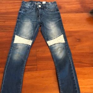 Sparkly knee dark blue skinny jeans